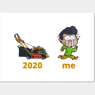 Funny Lawn Mower chase 2020 Meme Posters and Art